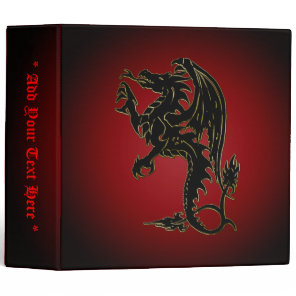 Traditional Black Red Dragon 3 Ring Binder