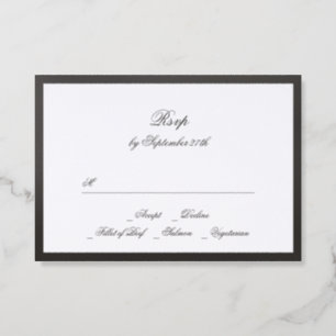 Traditional Black Script Wedding Letterpress RSVP Cards