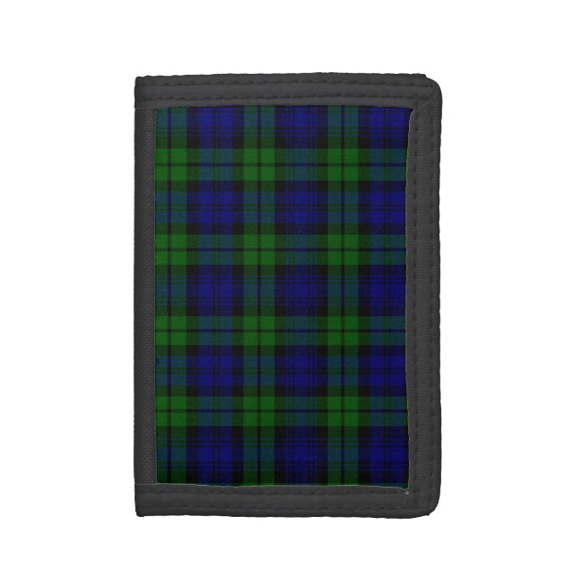 Traditional Black Watch Tartan Plaid Tri-fold Wallet (Front Vertical)