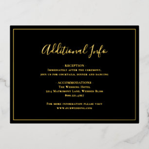 Traditional Black Wedding Foil Enclosure Card
