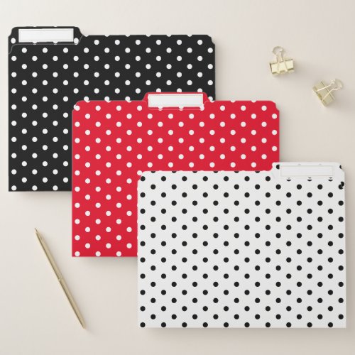 Traditional Black White and Red White Dot Pattern File Folder