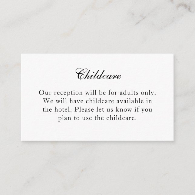 Traditional Black & White No Children Insert Card (Front)