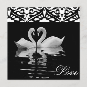 Traditional Black &White Swans Wedding Invitation