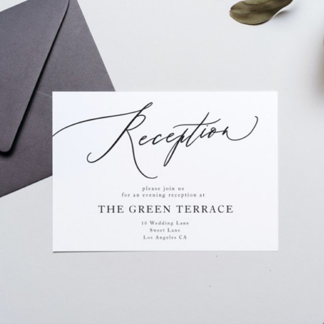 Traditional Black White Wedding Reception Enclosure Card (Creator Uploaded)