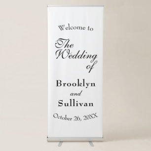 Traditional Black & White Wedding Welcome Simple Retractable Banner