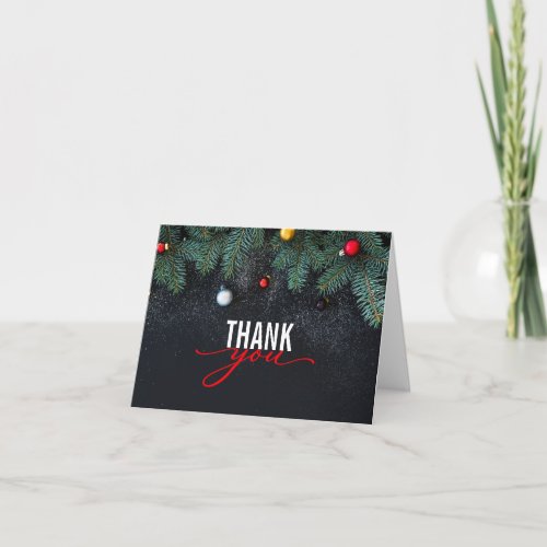 Traditional Blank Christmas Holiday Thank You Card