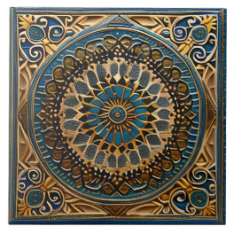 Traditional Blue and Brown ceramic art Ceramic Tile