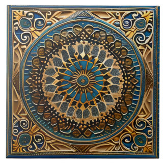 Traditional Blue and Brown ceramic art  Tile