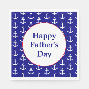 Traditional Blue and White Anchors   Father's Day Napkins