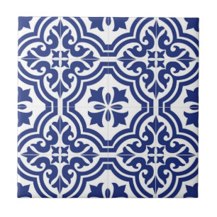 Traditional Blue and White Spanish Azulejo Ceramic Tile