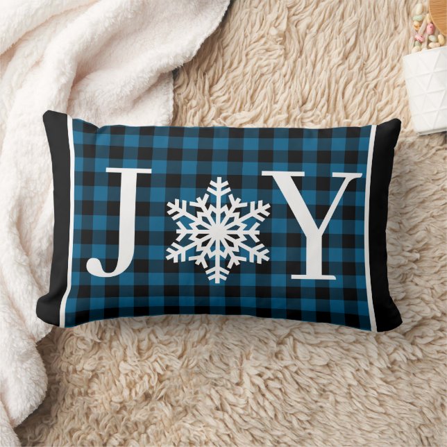 Traditional Blue Black Buffalo Lumberjack Pattern Lumbar Pillow (Blanket)