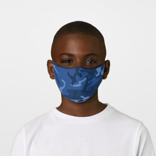 Traditional Blue Camo Kids Premium Face Mask