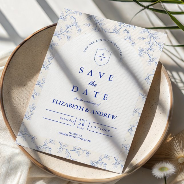 Traditional Blue Chinoiserie Wedding Save The Date (Creator Uploaded)