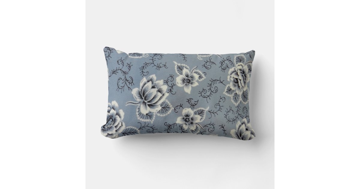 Traditional Blue Flower Pattern | Lumbar Pillow | Zazzle