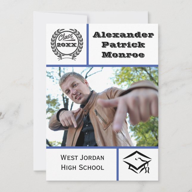 Traditional Blue - Graduation Invitation (Front)