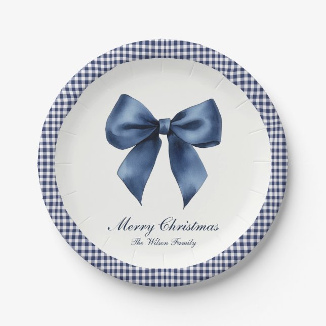Traditional Blue Knot Christmas Paper Plates (Front)