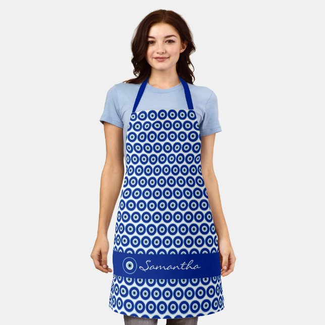 Traditional Blue Nazar Evil Eye Charm Apron (Worn)