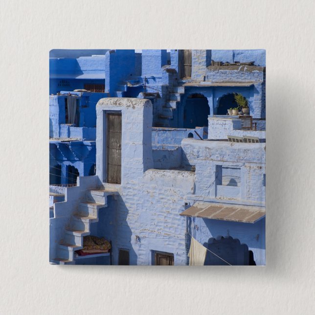 Traditional blue painted house, Jodphur Pinback Button (Front)