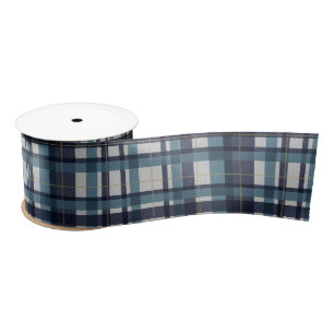 Traditional Blue Preppy Plaid Pattern Satin Ribbon