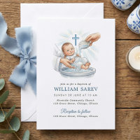 Traditional Blue Shell & Cross Baby Boy Baptism