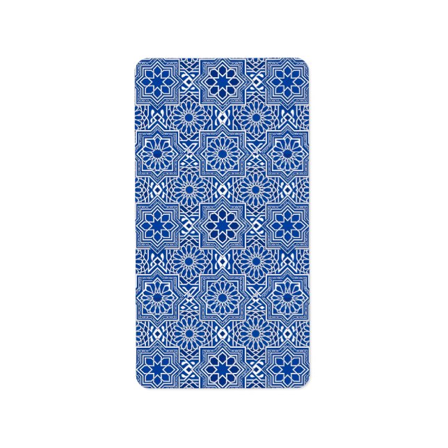 Traditional Blue Tile Geometric Pattern Label (Front)