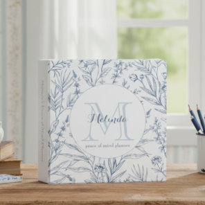 Traditional Blue White Floral End of Life Planner 3 Ring Binder
