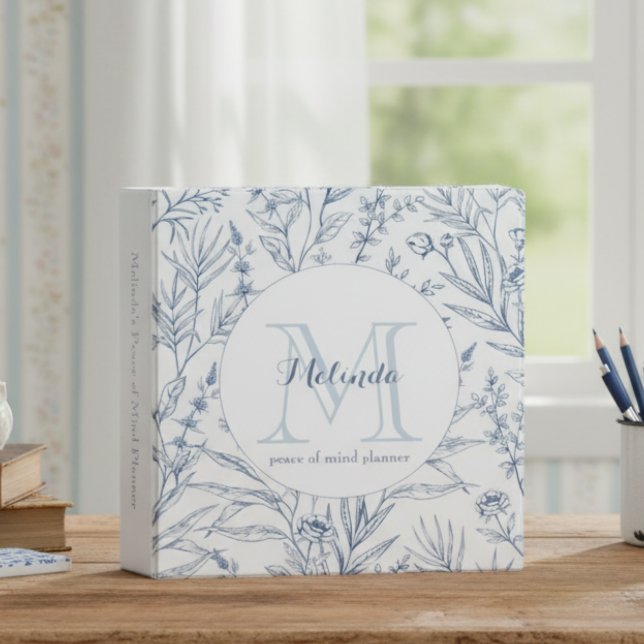 Traditional Blue White Floral End of Life Planner 3 Ring Binder (Creator Uploaded)
