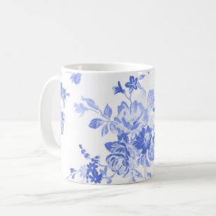 traditional blue white flower china pattern mug