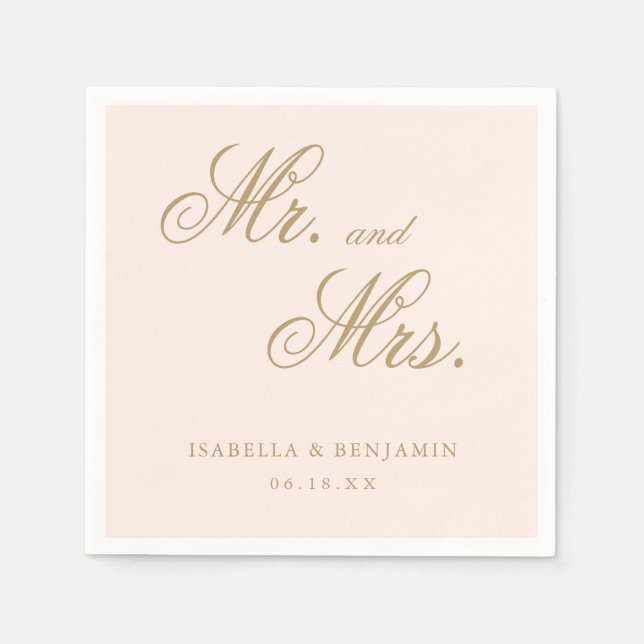 Traditional Blush Pink Formal Elegant Wedding Napkins (Front)