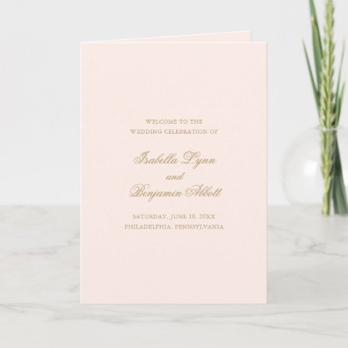 Traditional Blush Pink Gold Formal Elegant Wedding Program