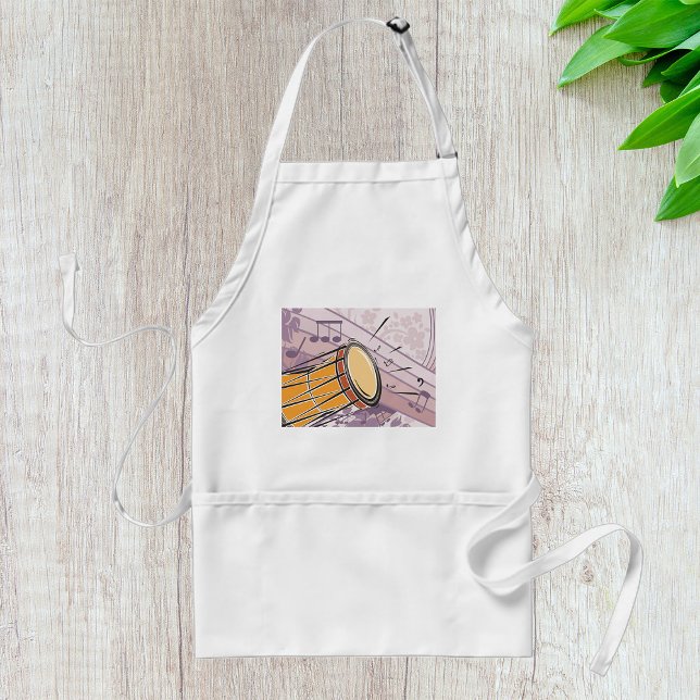 Traditional Bongo Drum With Music Notes Adult Apron (Creator Uploaded)