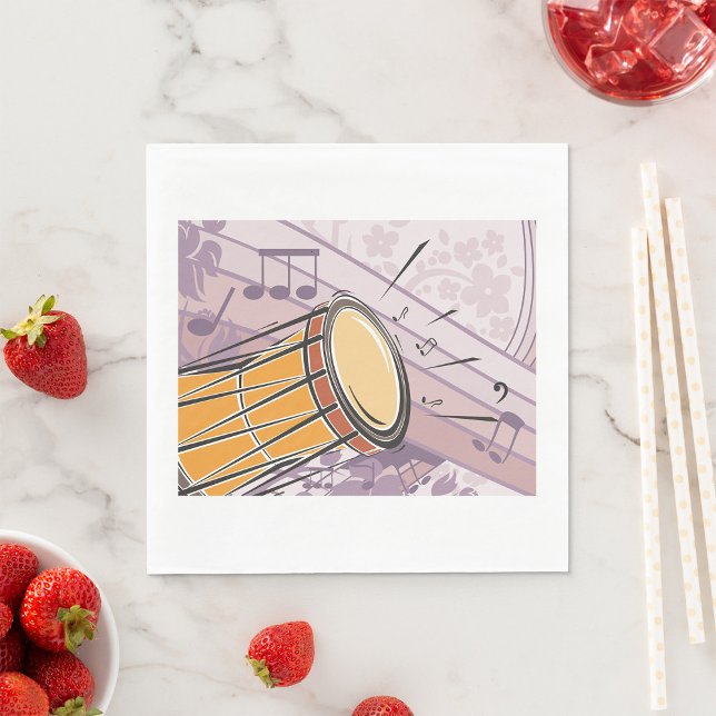 Traditional Bongo Drum With Music Notes Napkins (Creator Uploaded)
