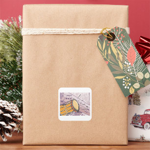 Traditional Bongo Drum With Music Notes Square Sticker