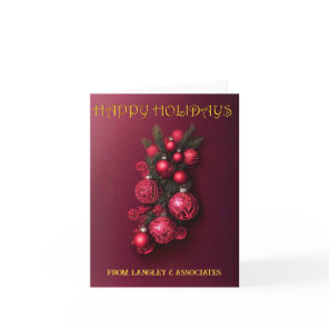 Traditional Bordeaux Happy Holidays Customizable   Holiday Card