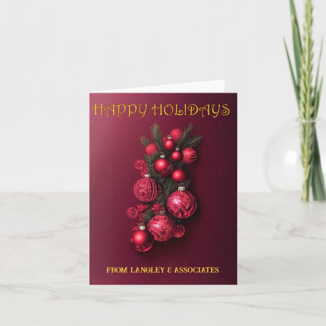 Traditional Bordeaux Happy Holidays Customizable   Holiday Card (Front)