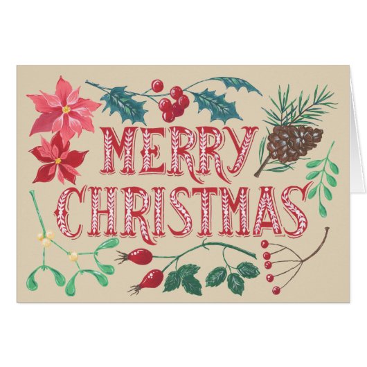 Traditional Botanical Christmas Cards (Front Horizontal)