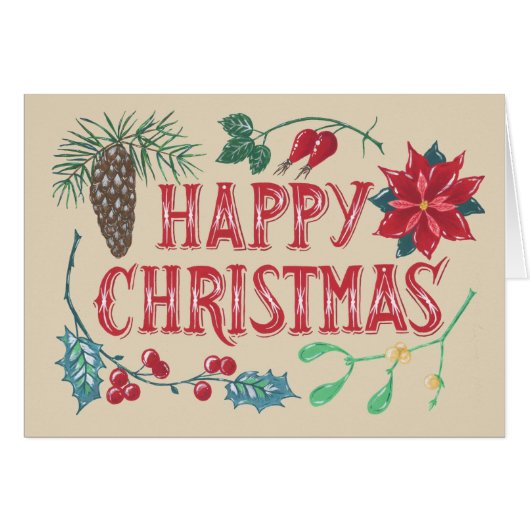 Traditional Botanical Christmas Cards (Front Horizontal)