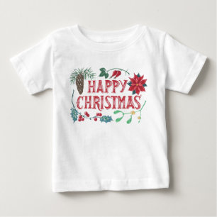 Traditional Botanical Christmas (white) Baby T-Shirt