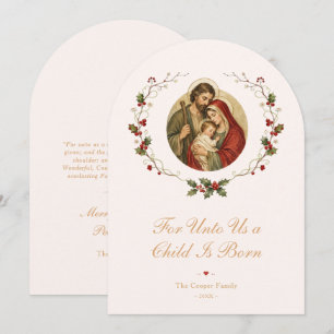 Traditional Botanical Holy Family Nativity TMF26 Holiday Card