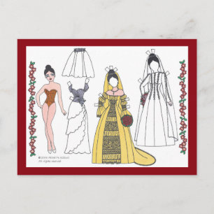 Traditional Bride Paper Doll Postcard