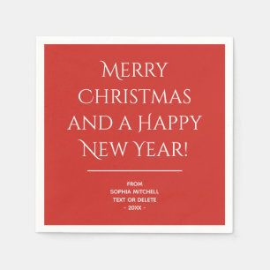 Traditional - Bright Red - Merry Christmas Napkins
