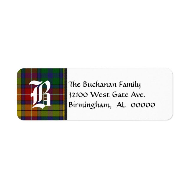 Traditional Buchanan Tartan Plaid Monogram Label (Front)
