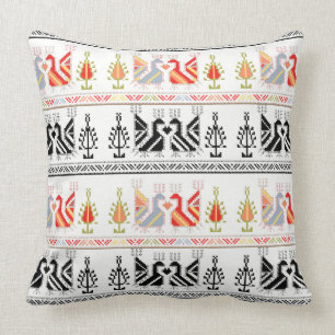 Traditional Bulgarian Folk Art Pattern Throw Pillow