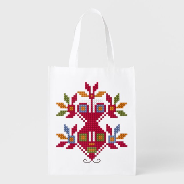 Traditional Bulgarian Motif  Grocery Bag (Front)