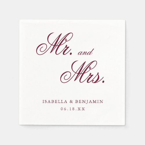 Traditional Burgundy Formal Elegant Wedding Napkins