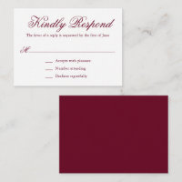 Traditional Burgundy Formal Mini Wedding RSVP