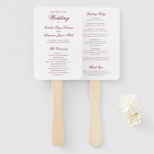 Traditional Burgundy Formal Wedding Program Hand Fan