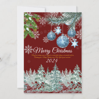 Traditional Burgundy Rustic Winter Christmas Holiday Card