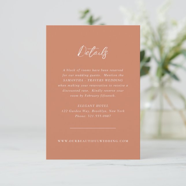 Traditional Burnt Orange Elegant Wedding Enclosure Card (Standing Front)