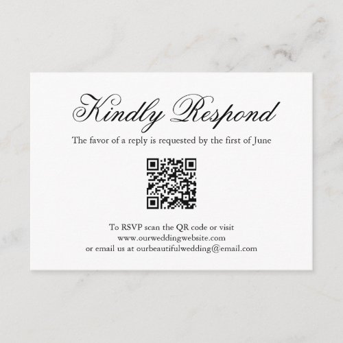 Traditional Calligraphy Formal QR Code Wedding RSVP Card